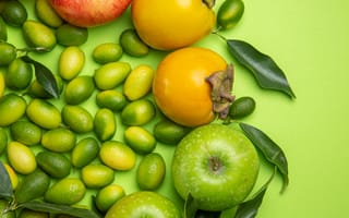 Картинка фрукты, яблоки, зеленые, желтые, освежающий, натуральный, еда