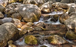 Картинка река, камни, природа, вода, поток, мох, пейзаж