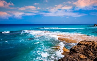 Картинка море, пейзаж, океан, скалы, небо, волны, природа, отдых, лето, пейзажный