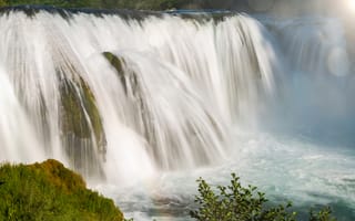 Картинка водопад, природа, пейзаж, вода, зелень, красота, поток
