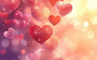 Картинка сердца, любовь, фоновое, глиттер, романтика, цвета, абстракция