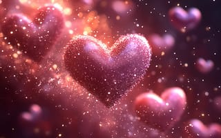 Картинка сердце, любовь, глиттер, фоновое, красный, абстракция, свет