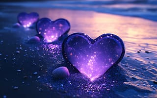 Картинка сердца, космос, пляж, фантазия, вечер, любовь, глубокий