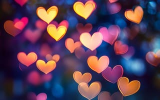 Картинка сердца, любовь, фоновое, цвета, размытость, романтика, абстракция