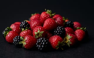 Картинка ягоды, клубника, малина, фрукты, еда, черника, натюрморт