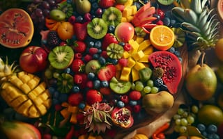 Картинка фрукты, еда, натюрморт, цвета, свежесть, вкусно, здоровье