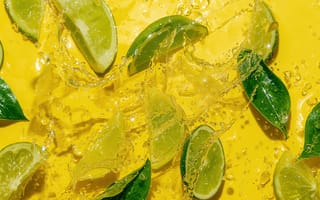 Картинка лайм, вода, желтый, фрукты, освежающий, натуральный, лето