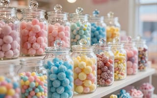 Картинка конфеты, сладости, магазин, цветные, банки, десерт, вкусно