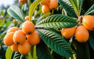 Картинка фрукты, листья, природа, дерево, медлар, лето, сочные