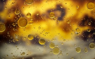 Картинка пузырьки, масло, абстракция, жёлтый, фон, текстура, гладкость