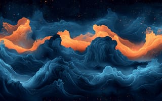 Картинка обои, космос, волны, цвета, абстракция, небо, арт
