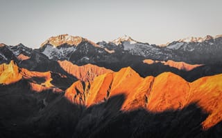 Картинка горы, пейзаж, природа, закат, альпы, пик, осень