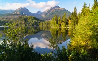 Картинка природа, горы, озеро, лес, отражение, пейзаж, осень