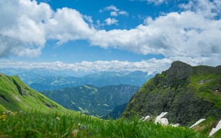 Картинка горы, природа, пейзаж, небо, облака, зелень, лето, ландшафт