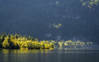 Картинка природа, озеро, лес, горы, пейзаж, осень, отражение