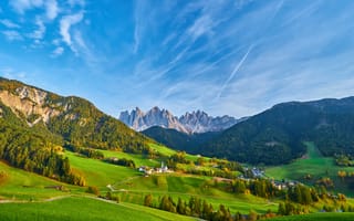 Картинка горы, природа, пейзаж, небо, зелень, осень, итальянские Альпы