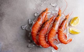 Картинка креветки, морепродукты, еда, цитрусы, рецепт, кулинария, освежающий