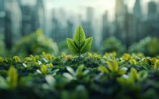 Картинка растение, город, природа, экология, зелень, будущее, свет