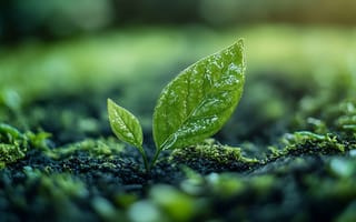Картинка растение, листья, природа, земля, зелень, вода, рост