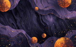 Картинка космос, планеты, абстракция, темный фон, галактика, арт, фантазия