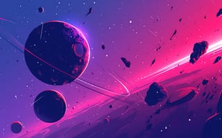 Картинка космос, планеты, галактика, небо, астероиды, фантазия, цвета