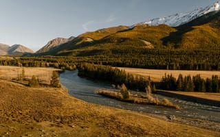 Картинка природа, горы, река, пейзаж, лес, осень, водоем
