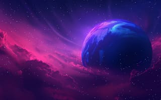 Картинка космос, планета, галактика, облака, звезды, фантазия, красота