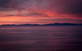 Картинка закат, море, пейзаж, горы, небо, вода, природа, обои