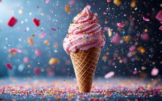 Картинка мороженое, десерт, сладости, конус, красочный, вкусный, фото