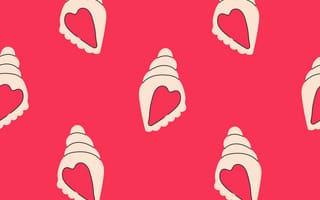 Картинка ракушка, сердце, узор, фоновое, красный, декор, графика