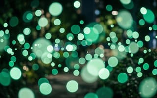 Картинка размытость, боке, зеленый, природа, фоновое, свет, круги