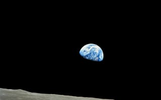Картинка Земля, Луна, космос, астрономия, пейзаж, черный фон, космический снимок