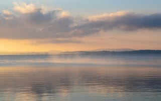 Картинка озеро, закат, природа, вода, облака, пейзаж, тишина