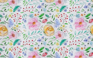 Картинка цветы, узор, акварель, природа, фоновое изображение, декор, красота