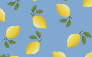 Картинка лимоны, фрукты, синий фон, узор, вектор, декор, лето