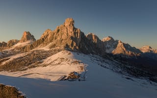 Картинка горы, природа, пейзаж, снег, закат, альпы, скалы