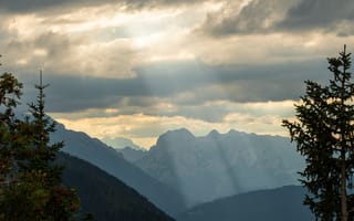 Картинка горы, природа, облака, свет, пейзаж, лес