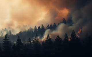 Картинка лес, пожар, дым, природа, пейзаж, горящие деревья, экология