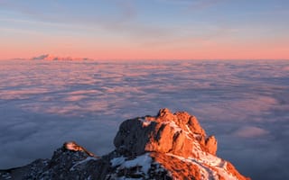 Картинка горы, облака, закат, природа, пейзаж, скалы, небо