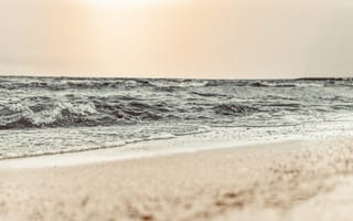 Картинка море, пляж, песок, волны, закат, природа, спокойствие
