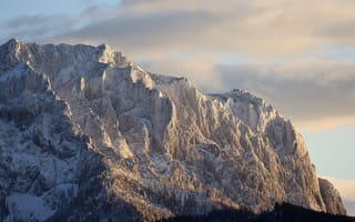 Картинка горы, природа, пейзаж, снег, небо, скалы, закат