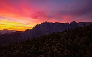 Картинка горы, закат, природа, пейзаж, небо, цвета, ландшафт