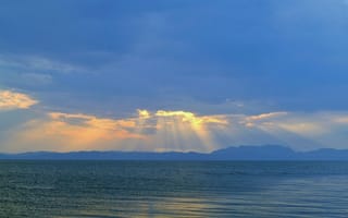 Картинка море, закат, небо, облака, свет, пейзаж, природа