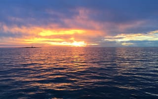 Картинка закат, море, природа, пейзаж, облака, свет, океан