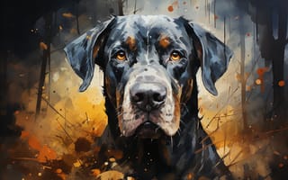 Картинка собака, робер, портрет, животное, арт, иллюстрация, черный