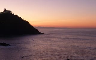 Картинка закат, море, пейзаж, горы, корабли, природа, океан