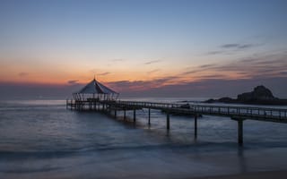 Картинка пирс, закат, море, пейзаж, отдых, природа, тихое место