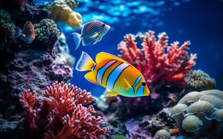 Картинка рыбы, кораллы, океан, подводный мир, цветной, природа, глубина