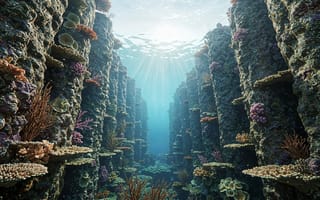 Картинка подводный мир, кораллы, океан, глубина, природа, морская жизнь, свет
