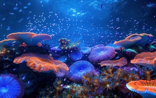 Картинка океан, кораллы, подводный мир, рыбы, глубина, природа, красота
